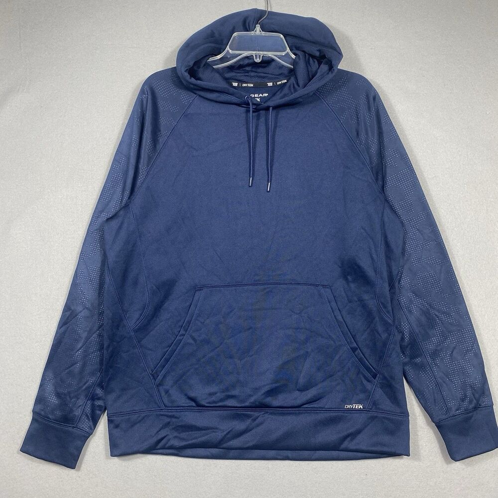 Tek‎ Gear Men's Navy Performance Pullover Hooded Track Jacket  Sweatshirt Size M